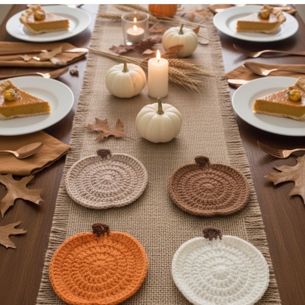 Pumpkin Shaped Coasters Set of 4